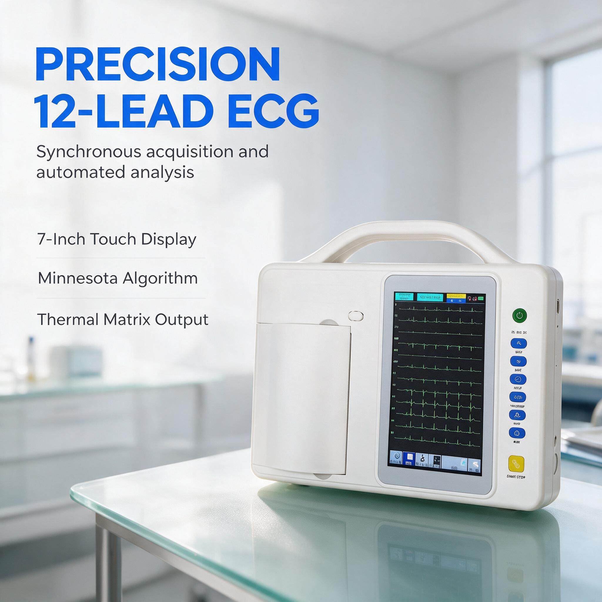 Moniteur Ecg Portable à 3 Canaux, Moniteur Dynamique à 12 Dérivations