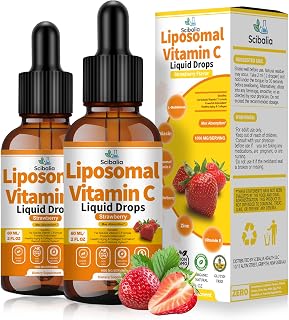 2 Pack Liposomal Vitamin C 1000mg Drops, Liquid Vitamin C Formula | High Potency 6-in-1 Fat Soluble VIT C w. Zinc Elderberry Glutathione Niacin, Immune Support Antioxidant Collagen Production