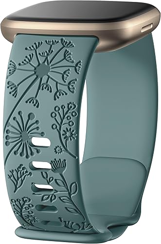 Bandas grabadas con flores compatibles con correas Fitbit SenseFitbit Versa 3Fitbit Versa 4Sense 2 1 Fitbit Band para mujer, bonita correa deportiva
