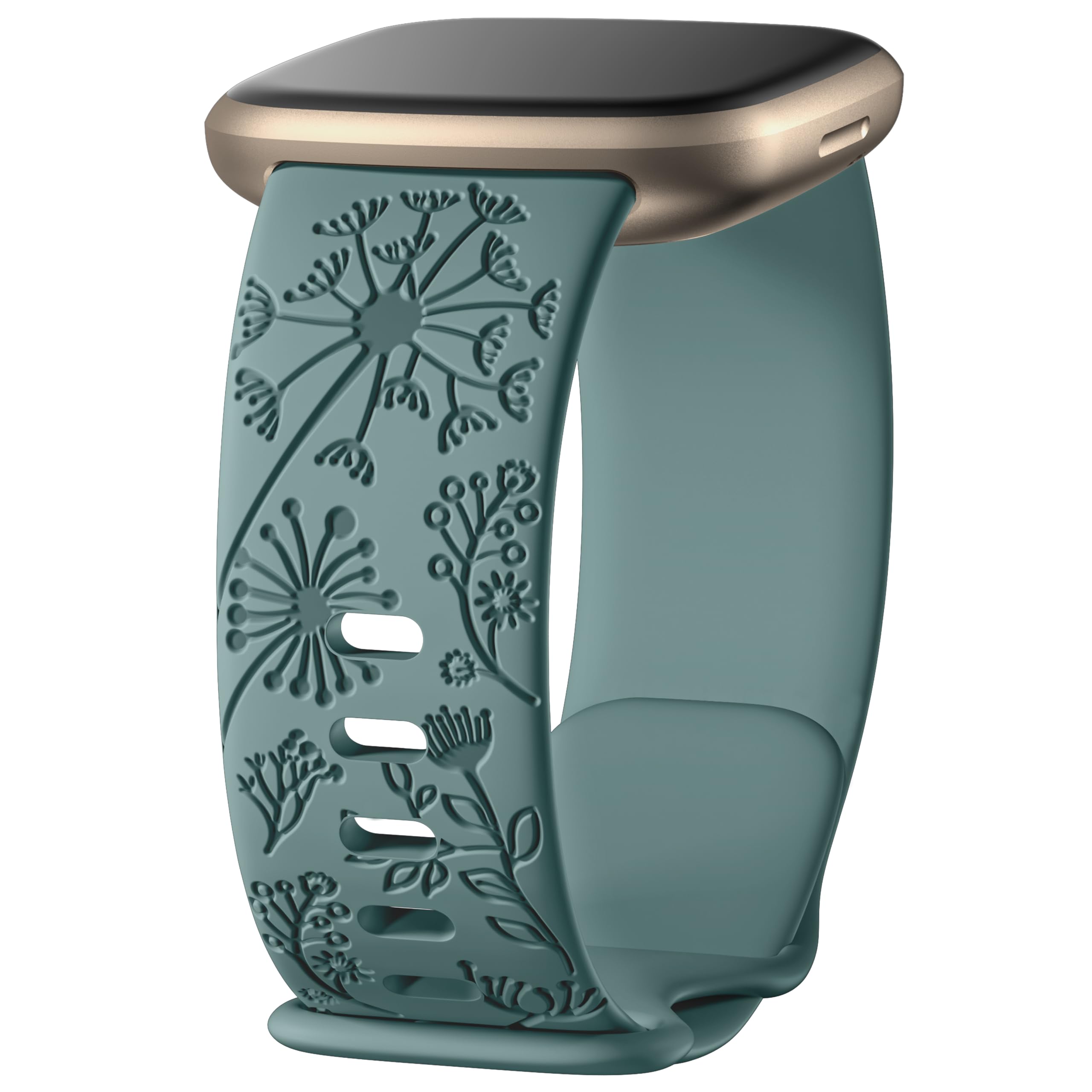 DGege Flower Engraved Bands Compatible with Fitbit Sense Bands/Fitbit Versa 3/Fitbit Versa 4/Sense 2 1 for Women,Cute Fancy Dandelion Floral Pattern Wristband Sport Strap Lady Girls
