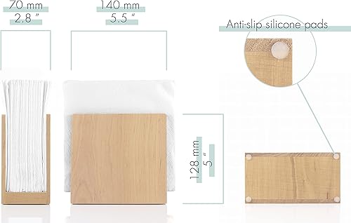 Miniatura 9 de Servilletero para mesa  Servilleteros de madera de granja, blanco simple vertical vertical mesa de comedor dispensador de servilletas de cóctel,