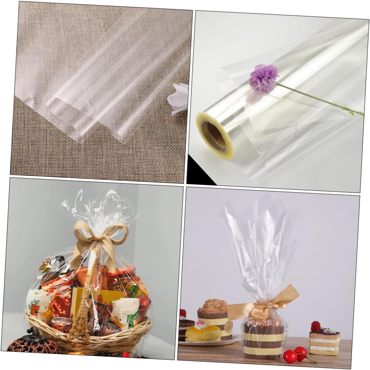 Happyyami 2rolls Transparent Flower Wrap Film for Diy Crafts Gift Wrapping and Floral Arrangements Easy to Cut Versatile Cellophane for Flowers and Baskets
