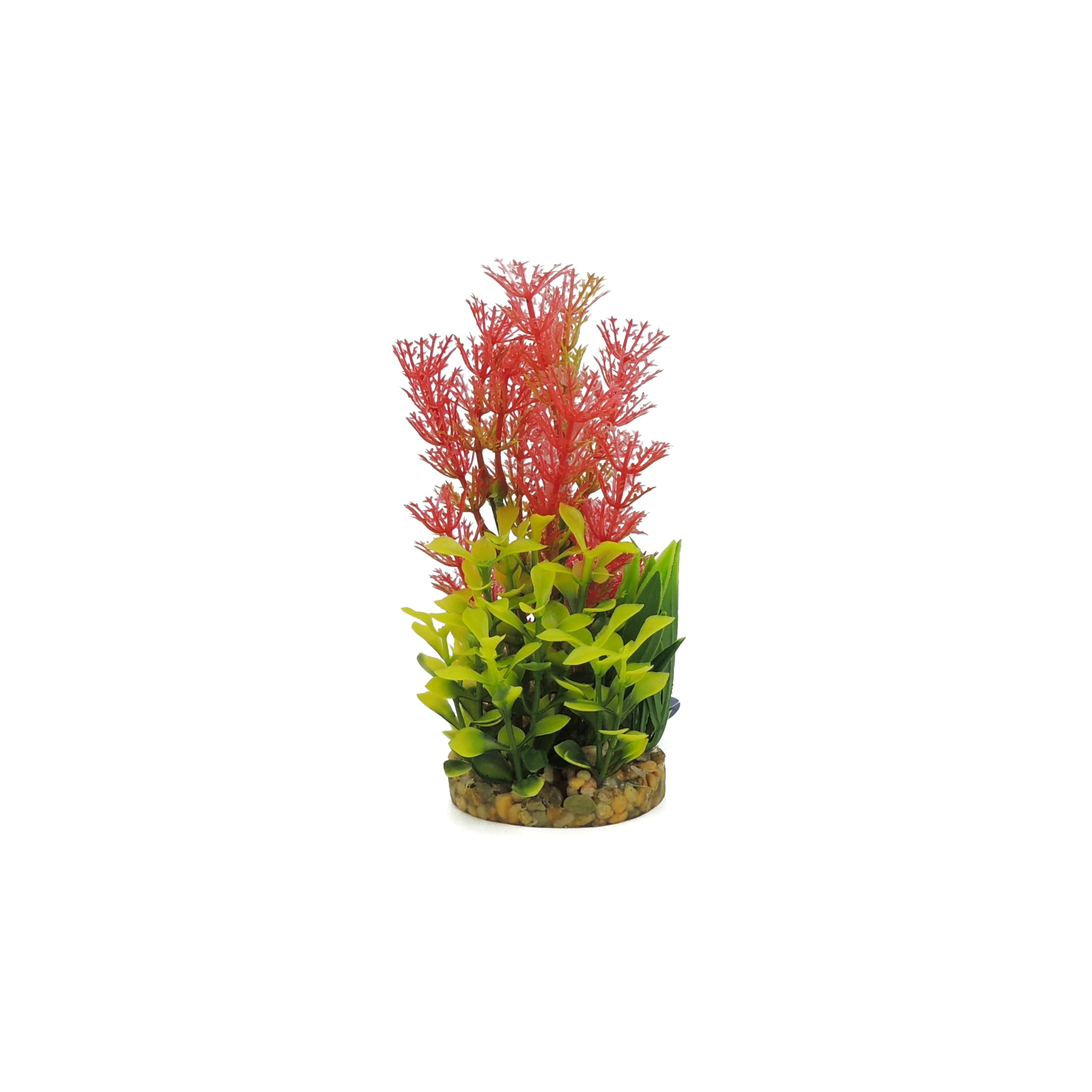 CLASSIC Aquatic Fern Aquarium Decoration Red Yellow Plastic Plant with Weighted Resin Base 15.5 cm