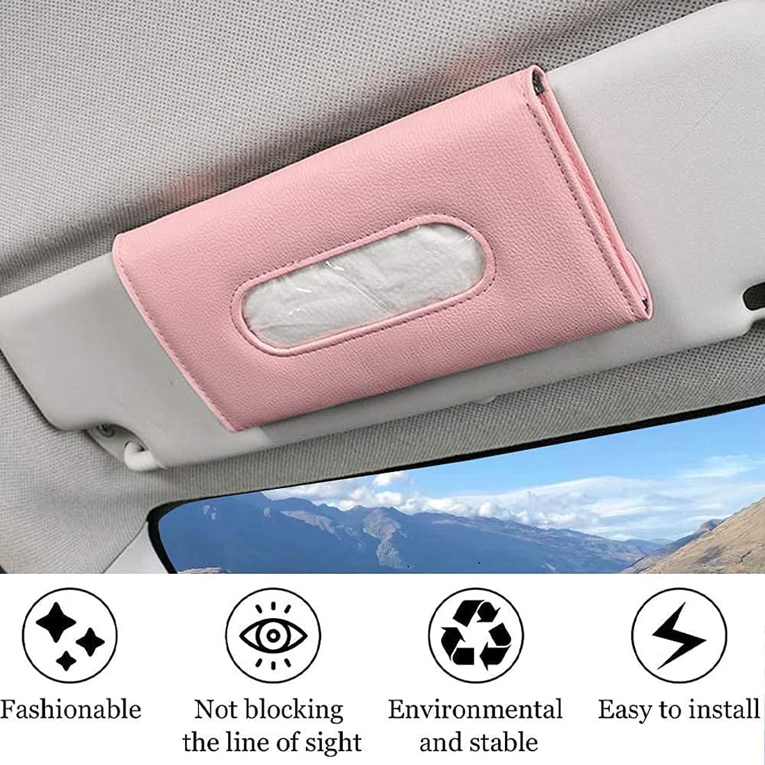 2 Porta Fazzoletti Per Auto In Pelle PU, Supporto Da Appendere Al Parasole, Salvaspazio E Universale, Colore Nero, Dimensioni 23x12 Cm