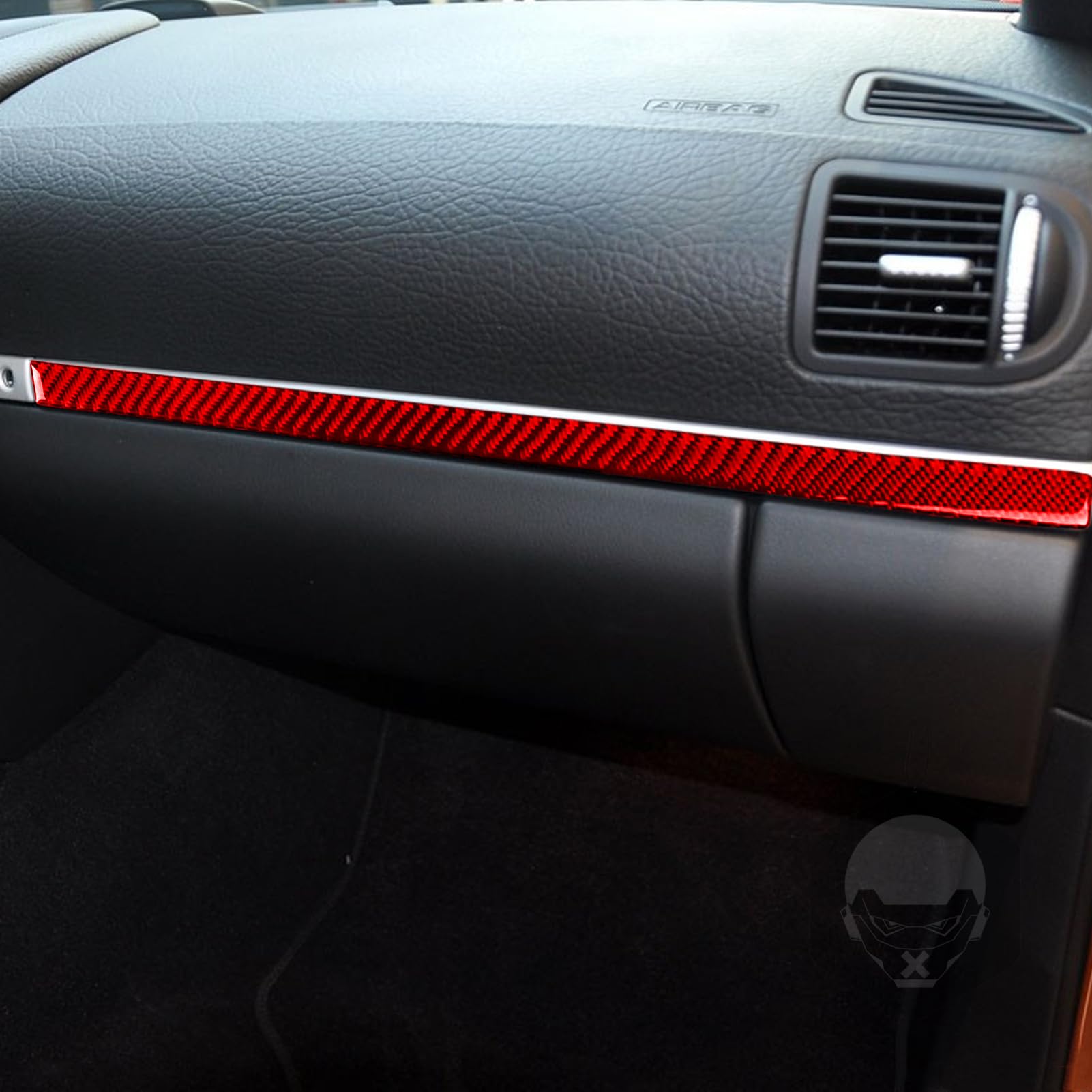 PJFUS 1pc Real Red Carbon Fiber Car Co-Pilot Glove Storage Box Upper Panel Decorative Strip Soft Sticker Auto Interior Accessories Compatible with Porsche Cayenne S/GTS/Turbo 2003-2010