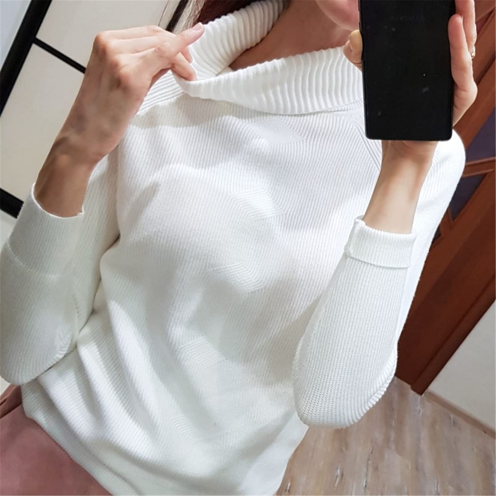 Kobiety pulower swetry zima ciepły damski sweter gruby prążkowany dzianinowy sweter top, Niebieski 1072, Rozmiar uniwersalny