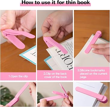 3pcs Page Bookmarks for Reading, Automatic Book Marks Tailored for Book Enthusiasts, Unique and Cute Book Page Holder Markers Clip Reading Accessories Gifts(Pink Orange Rose)
