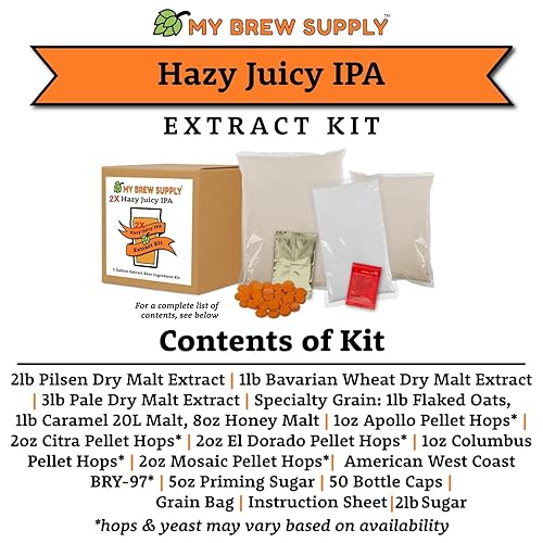 Miniatura 23 de My Brew Supply Kit de extracto de Summer Ale Extracto de malta seca Golden Light, Trigo y Pilsen Naranja amarga y cáscara de limón Grano