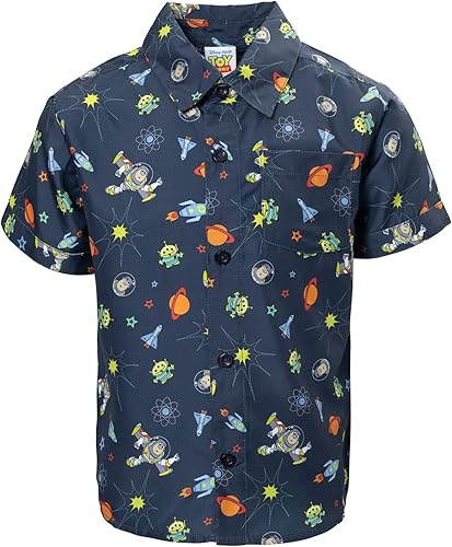 Disney Toy Story Mickey Mouse Cars Nightmare Before Christmas - Camisa con botones para niños pequeños y grandes