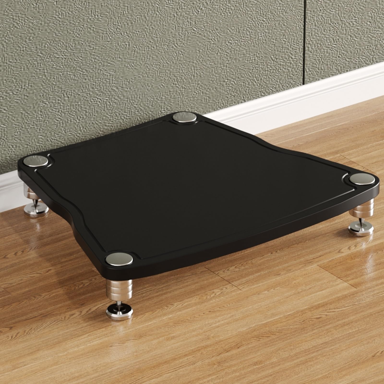 AV Media Stands, Stereo Stand with Shock-Absorbing Feet, Open Video Audio Rack, Carbon Steel Frame, Record Player Rack for Game Console TV, Easy to Assemble(Black,1 tier 65x55x10.5cm)