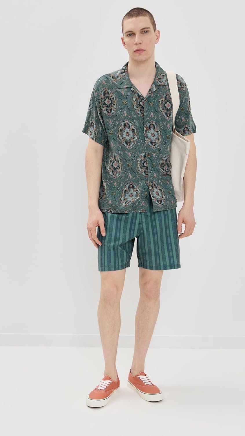 RHYTHM Paisley Stripe Beach Jam Shorts - Vintage Green - Image 5