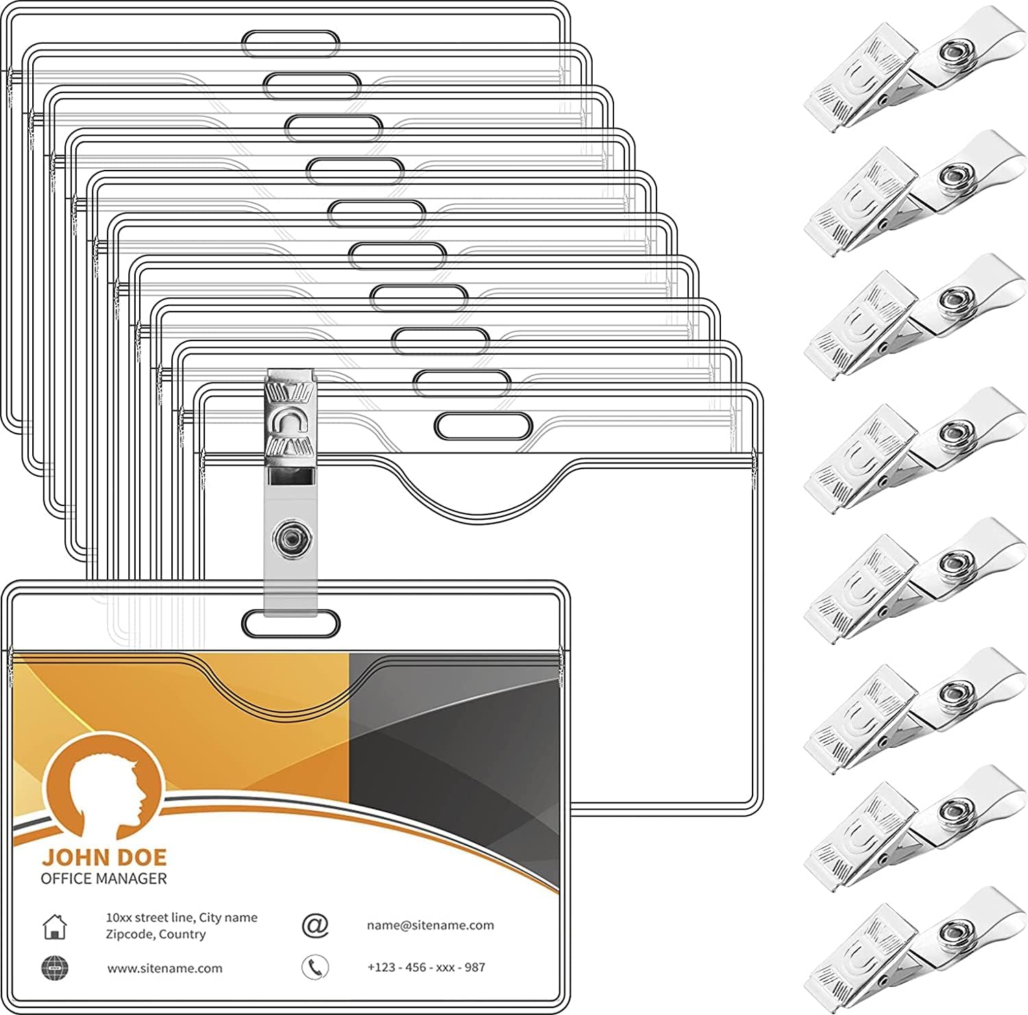 Amazon com : 100Pcs Name Badges Plastic Badge Holders Name Tag ID Card Amazon com : 100Pcs Name Badges Plastic Badge Holders Name Tag ID Card