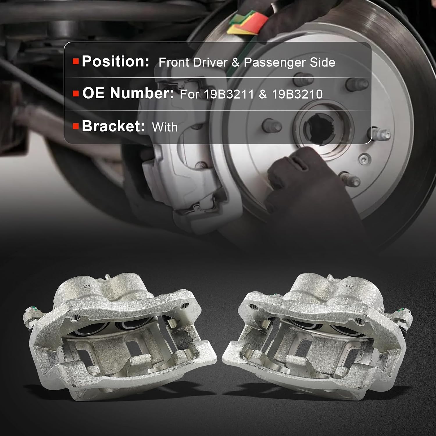 cciyu Front Left & Right Brake Calipers Assembly w/Bracket 19B3211 19B3210 2007-2009 2013-2018 For Hyundai For Santa Fe,2013-2019 For Hyundai For Santa Fe XL