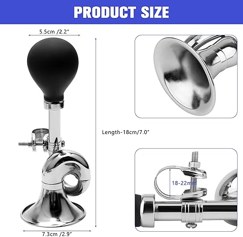 Miniatura 3 de Coolrunner Cuerno de corneta cuerno retro de payaso bocina de bicicleta para niños clásico vintage de metal bocina de aire para caracol para