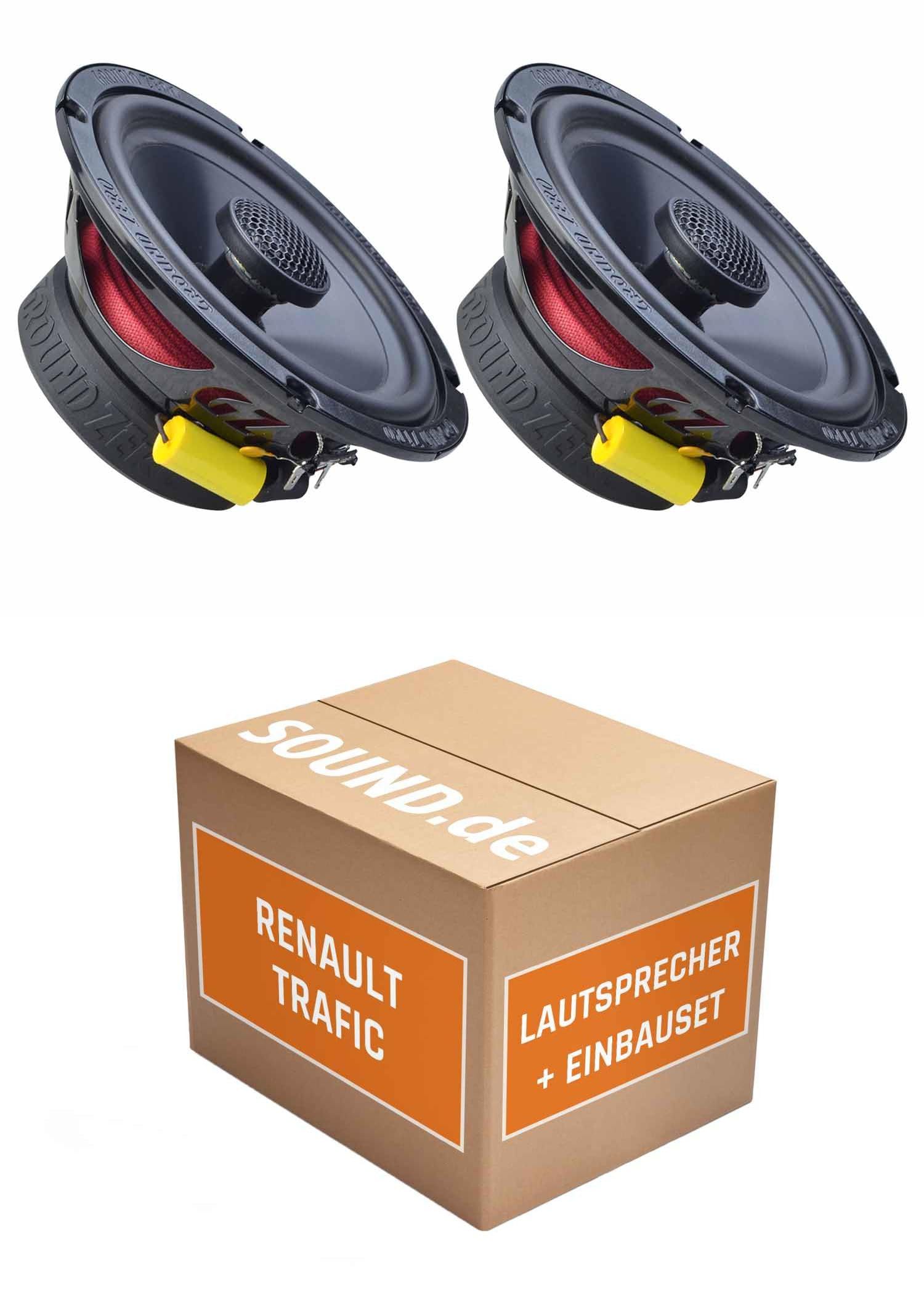 Lautsprecher Boxen Einbaupaket für Gro, Zero GZRF 65SQX kompatibel mit Renault Trafic III vorne | 2X Tief-Mitteltöner mit integriertem Hochtöner 140W MAX