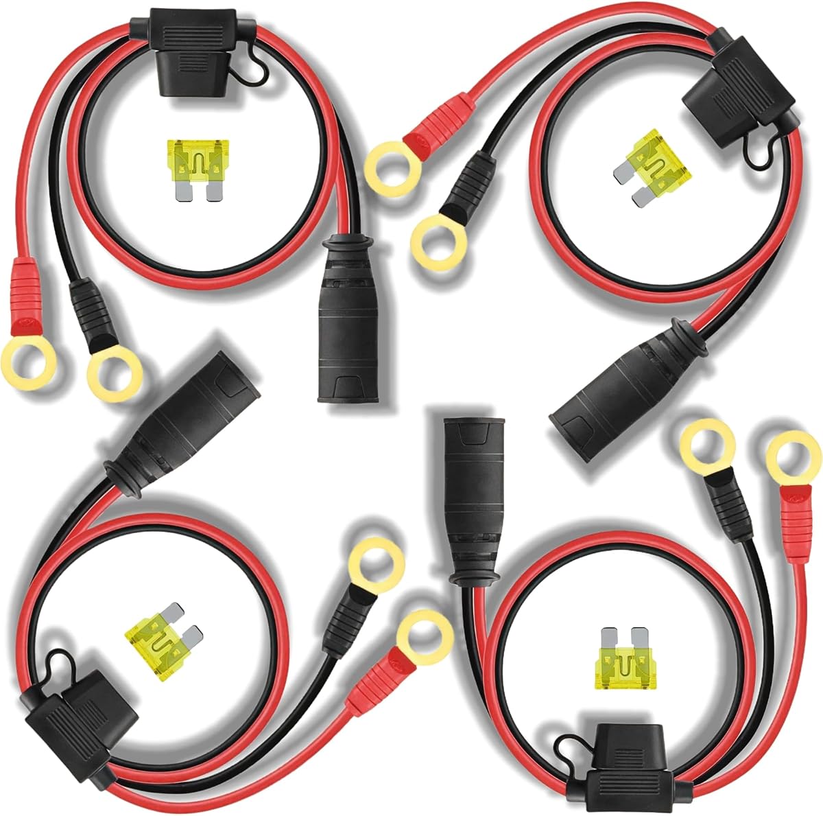 4 Pack GC008 X-Connect M10 XL Eyelet Terminal Battery Charger Cable | Compatible with NOCO smart batteries trickle charger accessories; 3/8in replacement battery connector cables.