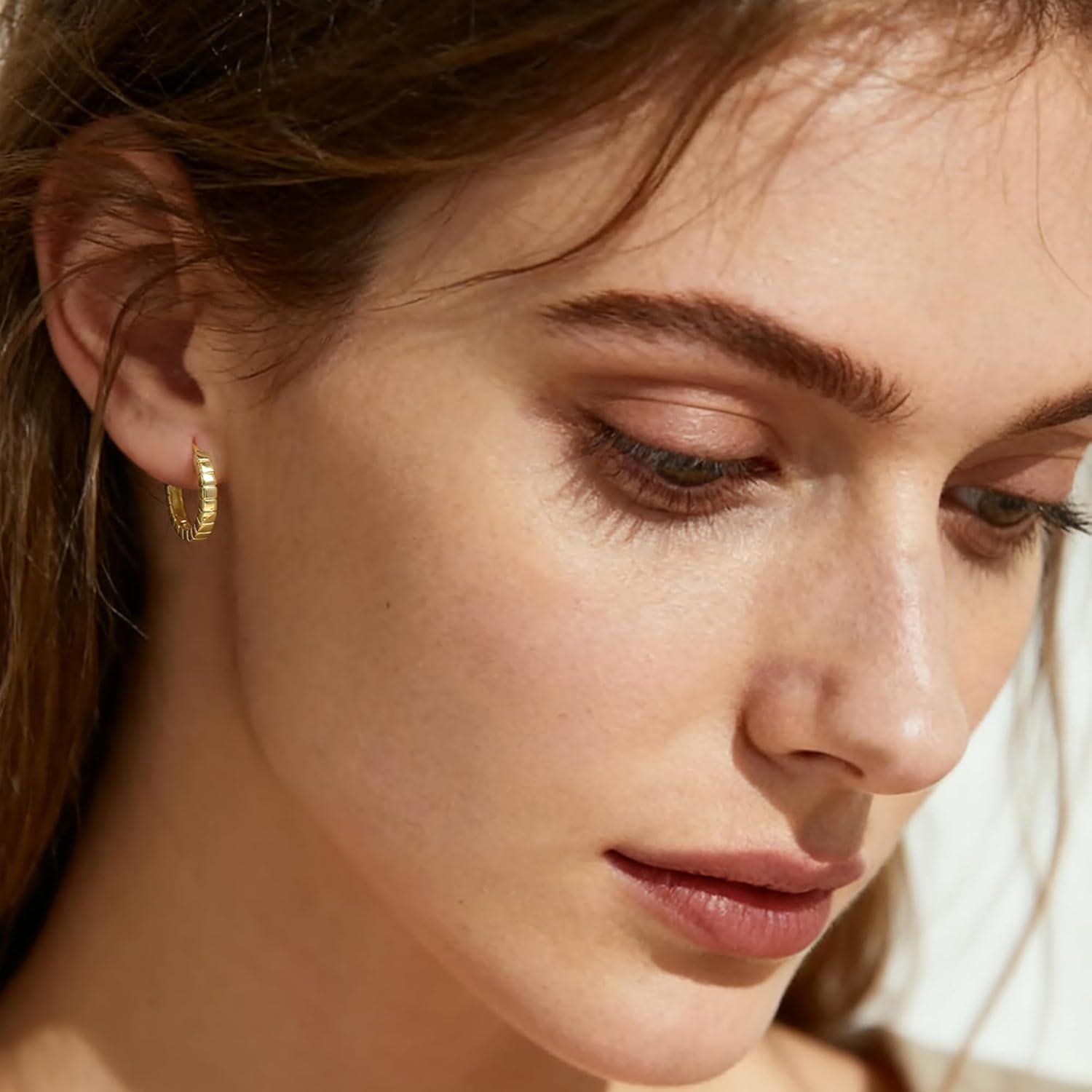 Gold Hoop Earrings for Women 14k Gold Earrings for Women Hoops Earring for Womens Vintage Cut Segmented Hoop Earring For Womens - Image 4