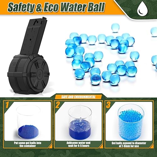 Miniatura 6 de Pistola eléctrica grande de bolas de gel, lanzador automático de bolas de salpicaduras de alta velocidad con más de 40000 y gafas, juguetes de bolas