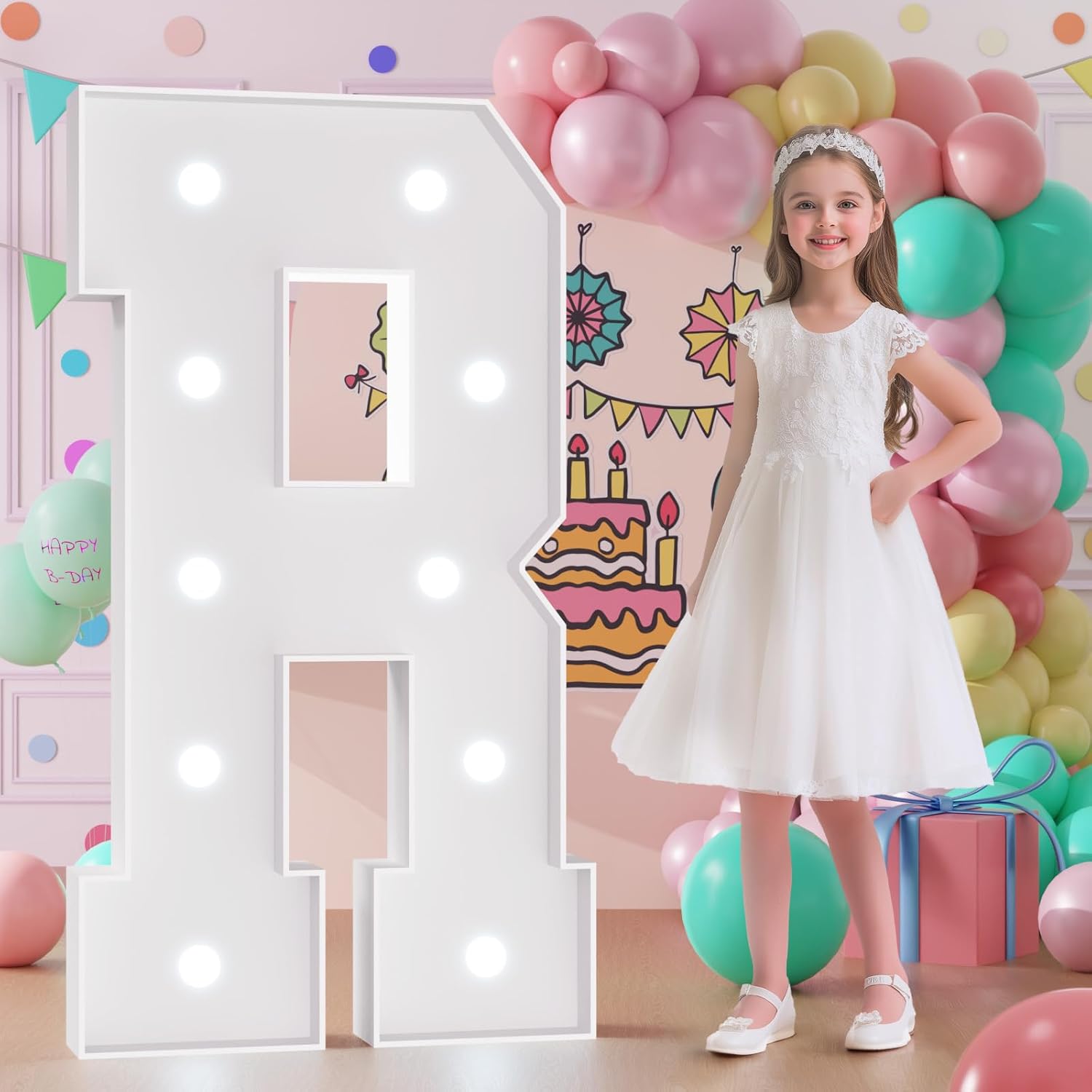 Light Up Letters, Marquee Letters 4 Feet Tall with Cool White Light, Large Letter for Party Baby Shower Wedding Event Graduation Decoration, Marry Me Light Up Letter 4ft Marquee Sign Letras R Letter R