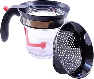 Gravy Fat Separator, With Bottom Release Strainer 1L Grease Separator Cup, Fat Skimmer for Cooking