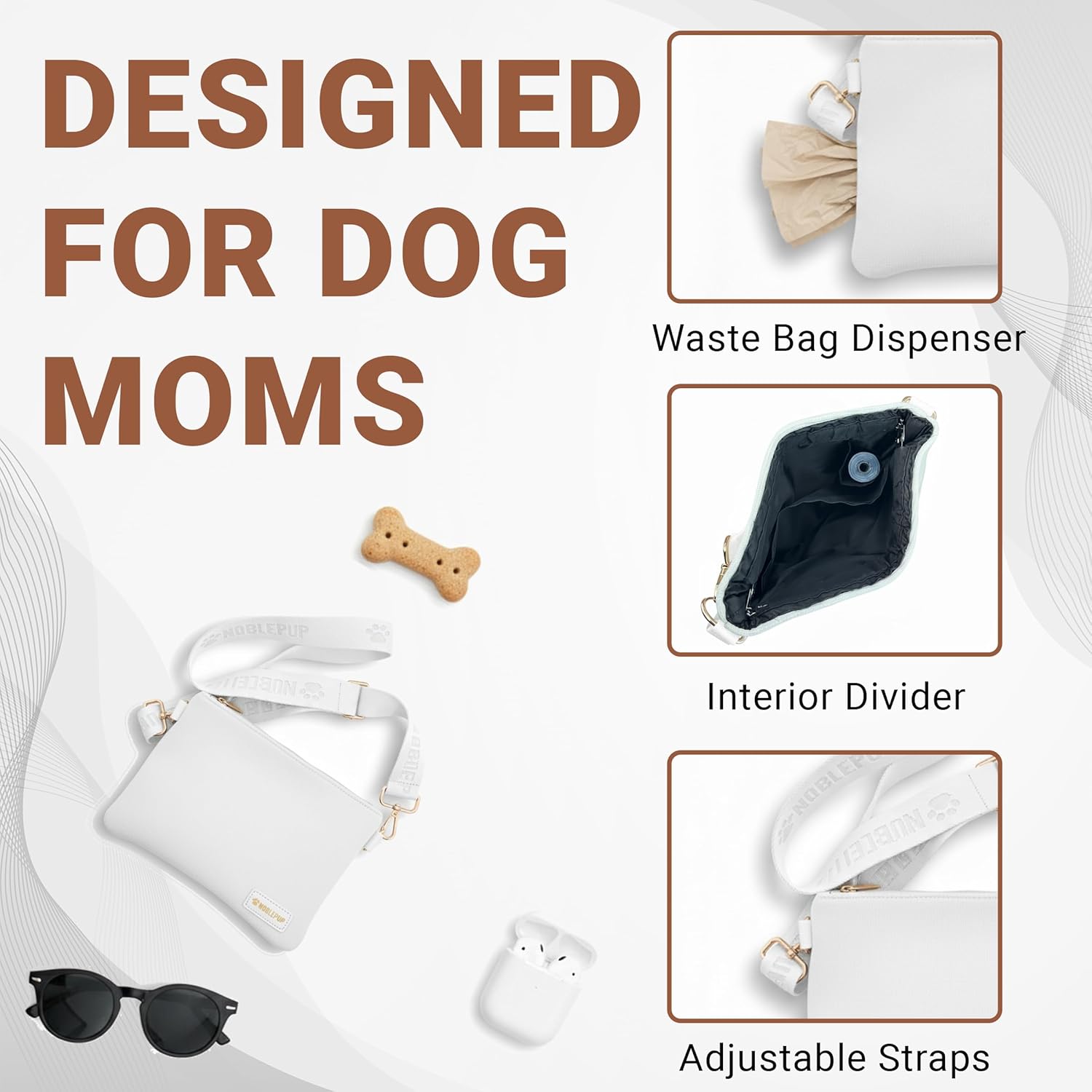 Dog Treat Pouch, Crossbody Treat Bag with Secure Pockets, Poop Bag Dispenser for Dog Moms, Walks, & Training
