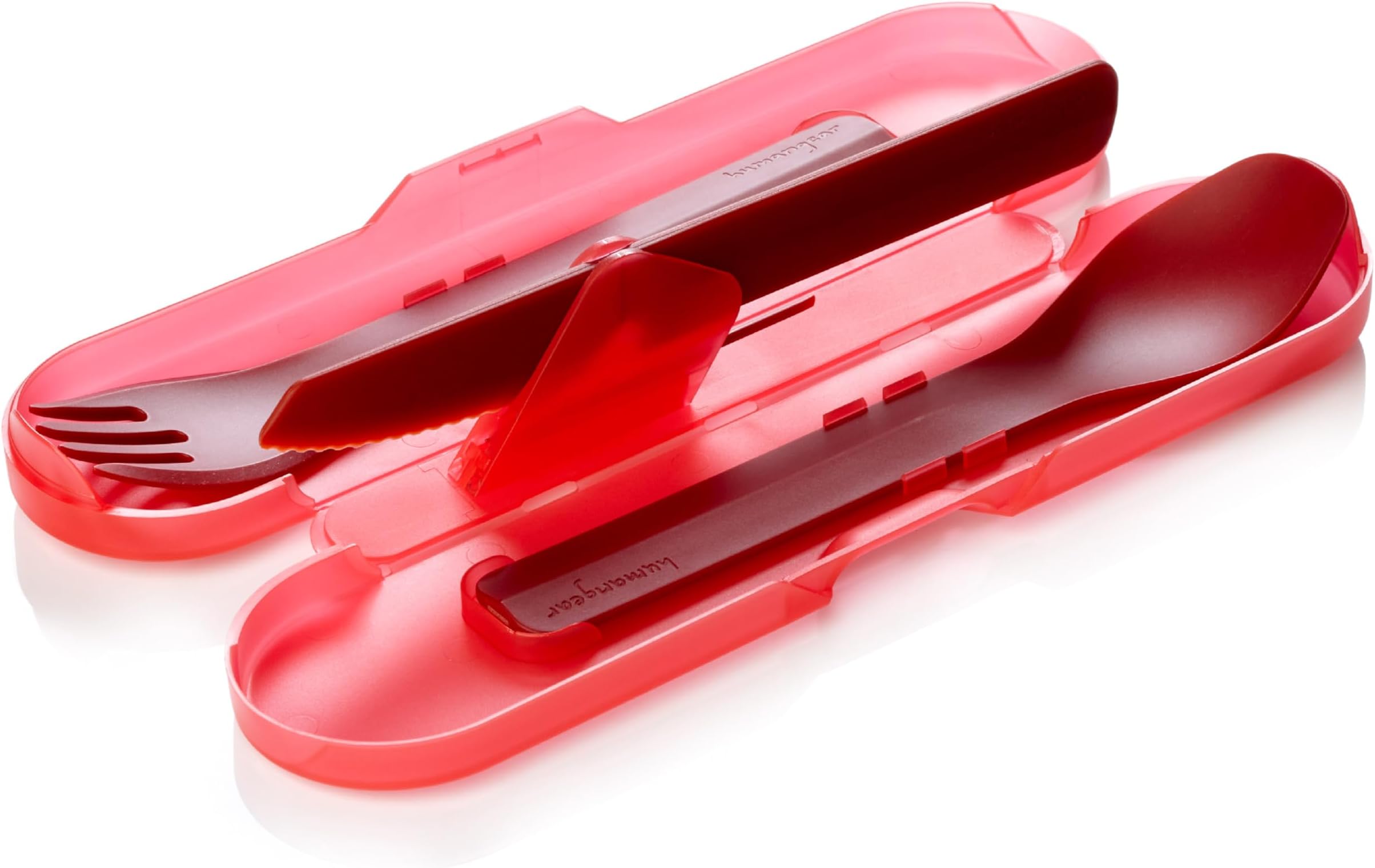 GoBites Trio | Travel & Camping Utensils | Portable & Convertible Dining Ware | Multi-Functional Spork & Knife, Red