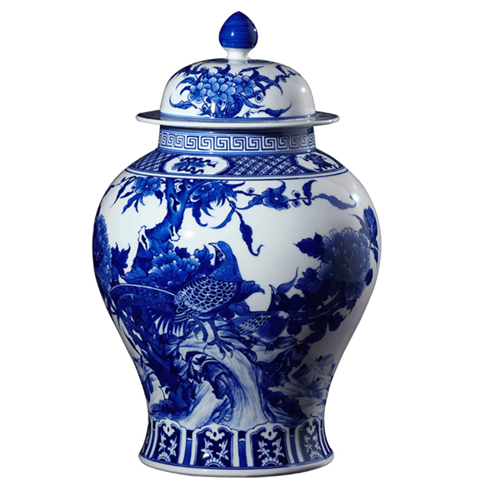 Vase en céramique Jingdezhen peint à la main bleu et blanc