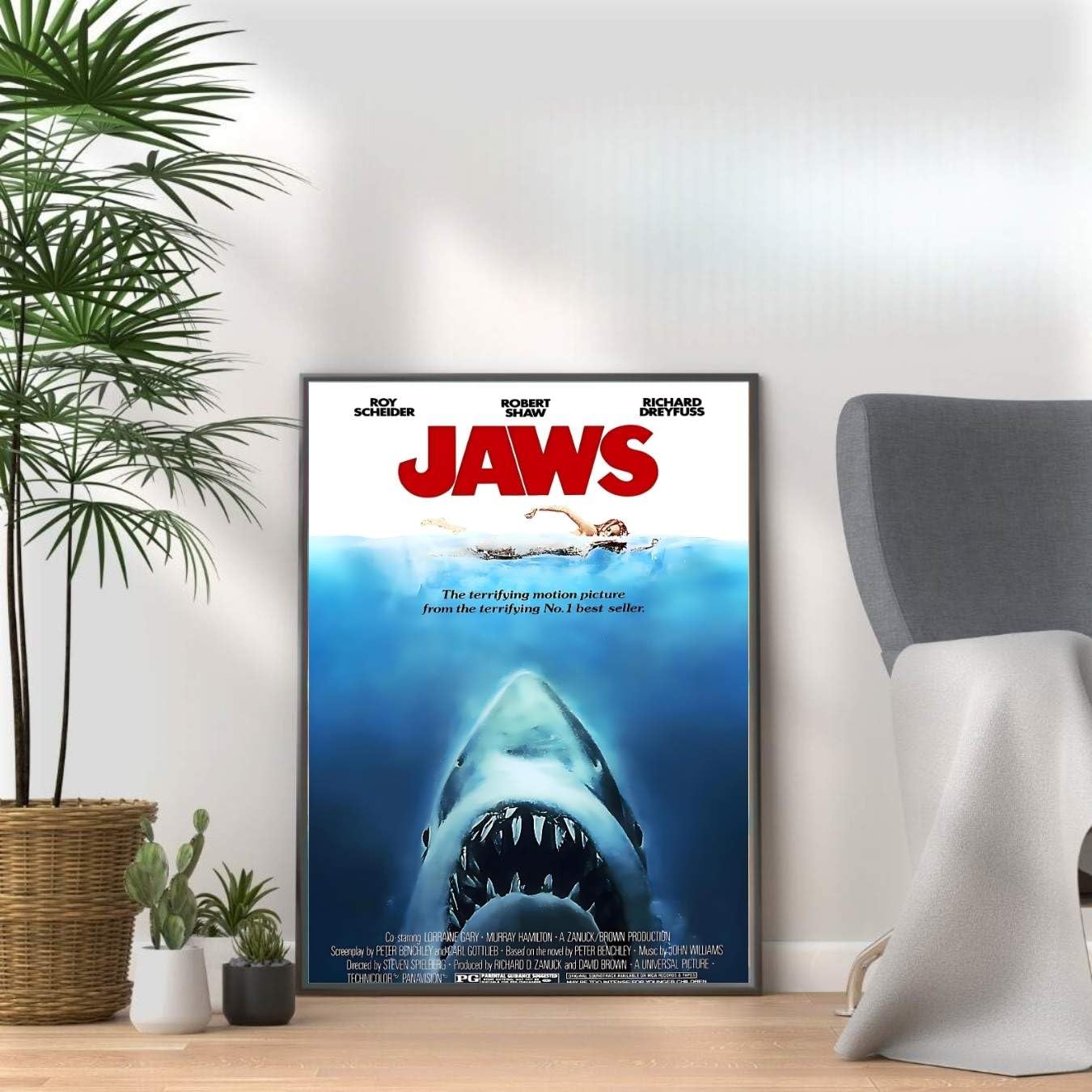 Horror Movie Poster Prints, Scary Film Wall Art, Halloween Decor, Horror Room & Home Cinema Wall Decor (JAWS, A4 Print Only (30x21cm))