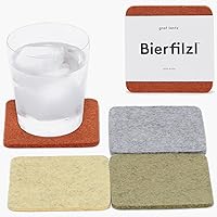 Vista 10 de Graf Lantz - Bierfilzl - Juego de 4 posavasos redondos de lana merina, océano (círculos de 4 pulgadas) - Absorbe el 30% del peso - Lana alemana
