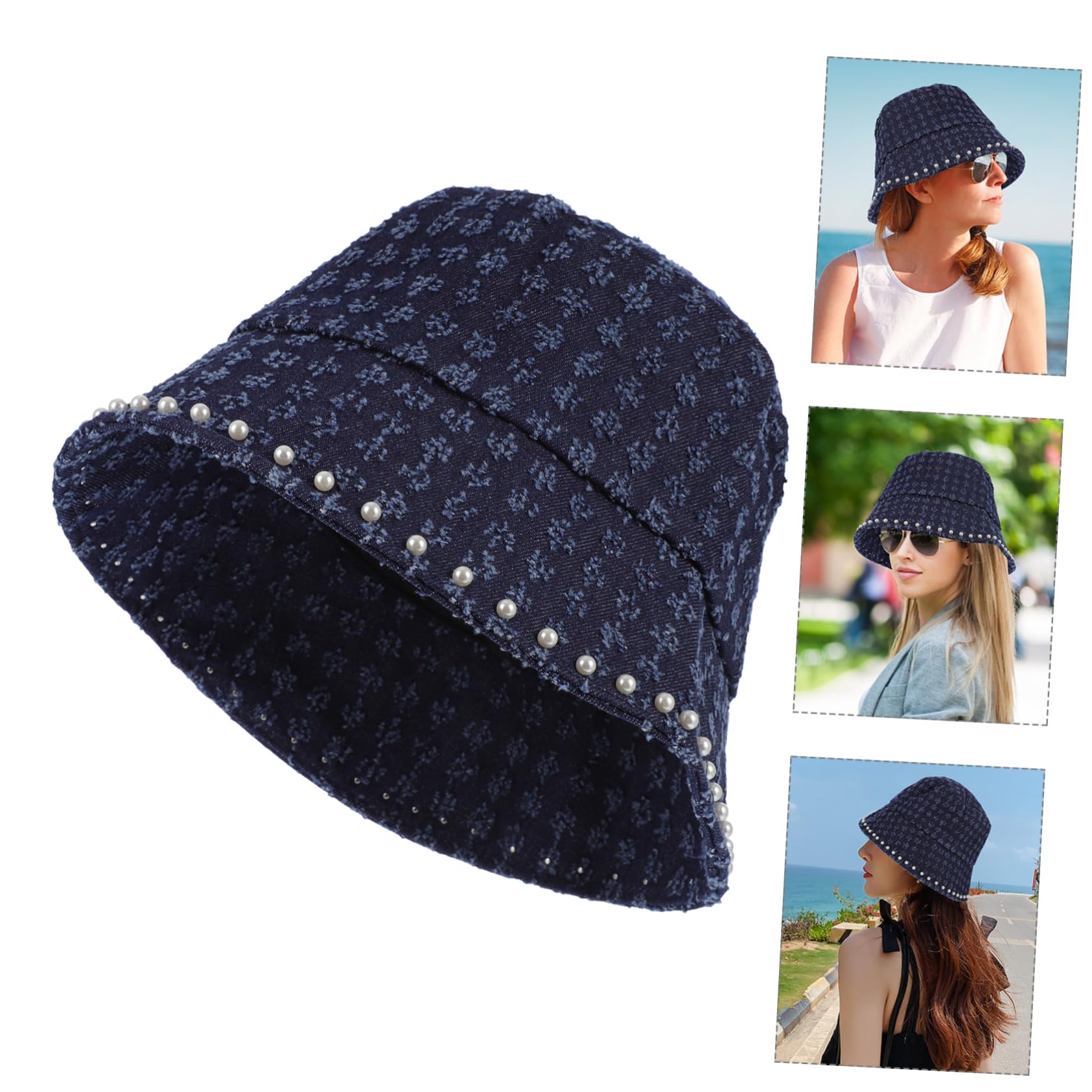 VALICLUD Chapeau De Pêcheur Chapeaux De Seau pour Les Femmes Casquettes De Soleil pour Femmes Chapeau De Seau pour Les Femmes Chapeaux Dames Chapeau De Soleil De Plage Blue Jean