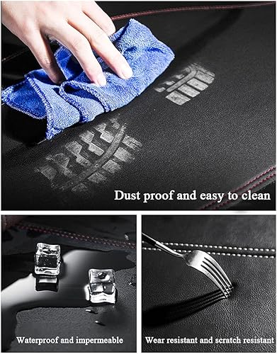 Miniatura 8 de Rifoda Alfombrilla para cubierta de tablero de Toyota Camry para Camry 2021, 2020, 2019, 2018, material de cuero, cubierta de parasol (hilo rojo con