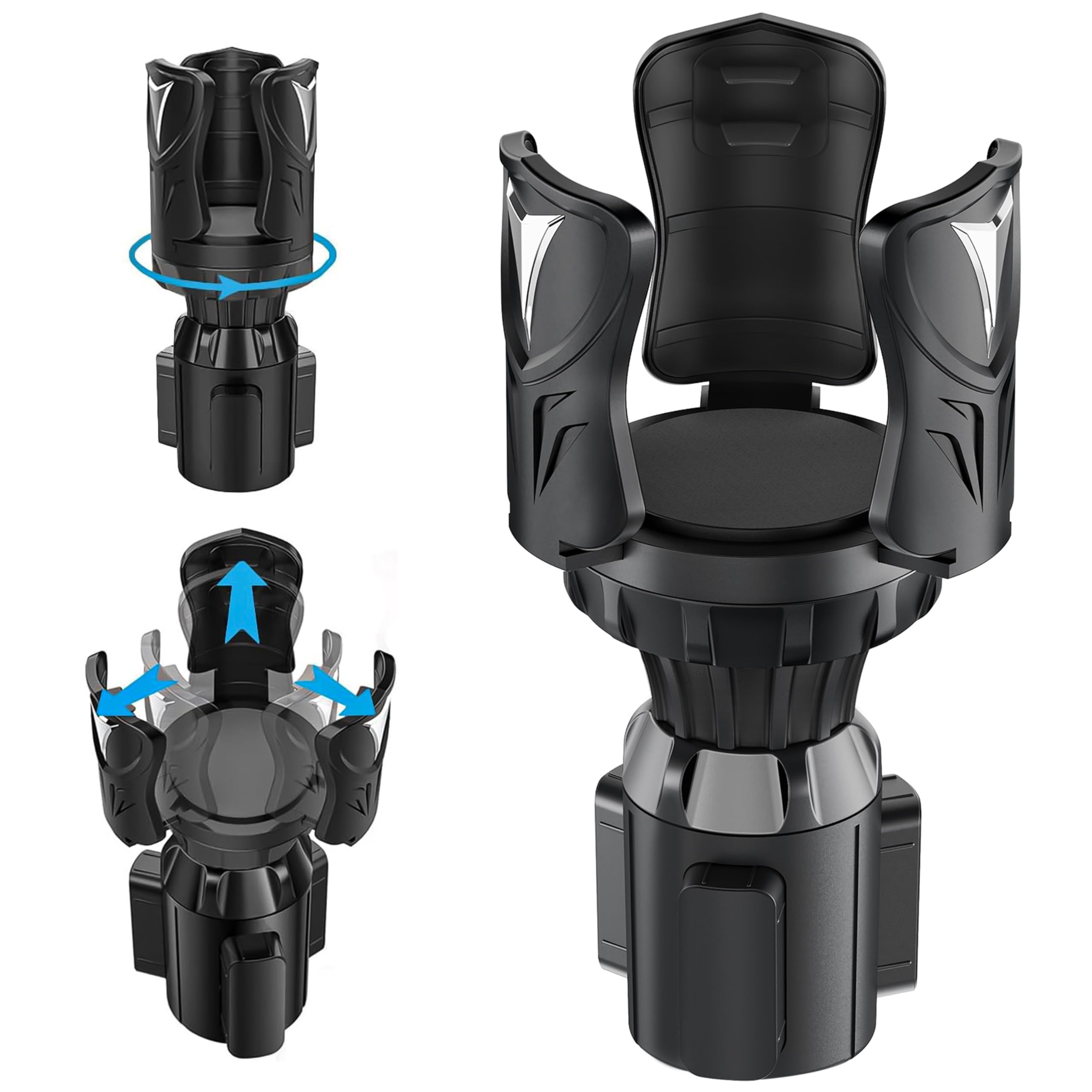 GQIRIL Car Cup Holder Expander - Automotive Cupholder Insert with Expandable Arm and Adjustable Base, Vehicle Cup Holder Extender Adapter Compatible with Most 10-64oz Water Bottle Drink Coffee Mug Jug