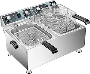 Deep Fryer Commercial Deep Fryers With Basket13Lx2 13.7Qt x 2 Thicken With Precise Temperature Control Timer Double Deep Fryer With 2 Baskets1800Wattsx2 120V Countertop Fryer Restaurant
