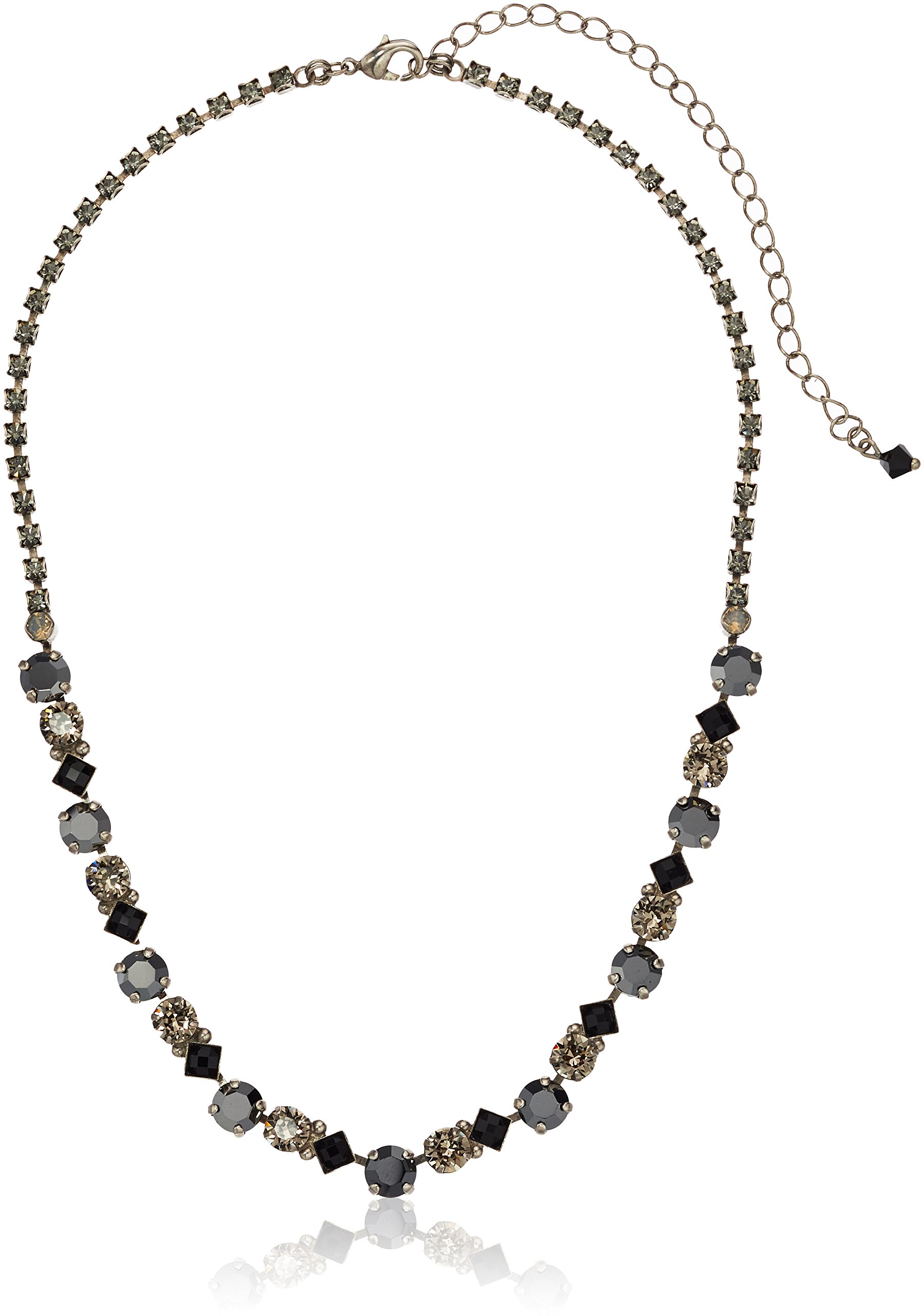 SorrelliBlack Onyx Dazzling Diamonds Line Necklace