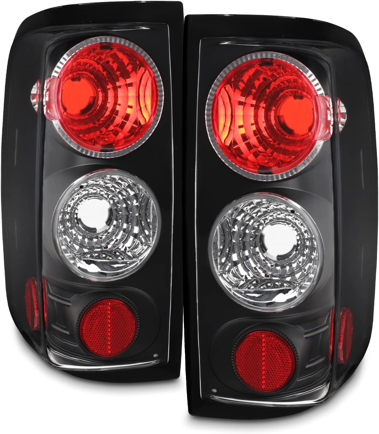 AKKON - For 04-08 Ford F150 Styleside Model Pickup Truck Black Bezel Tail Lights Brake Lamps Replacement Pair