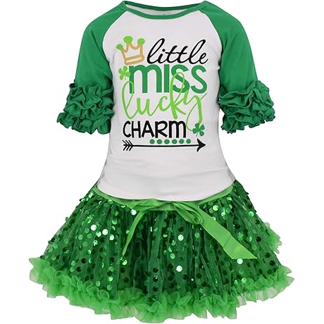 Toddler Girls St Patricks Day Lucky Charm Skirt Shirt Dress Outfit