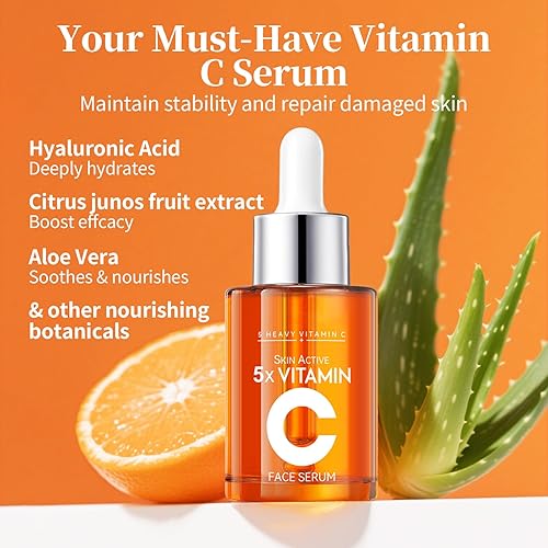 Miniatura 3 de Suero facial de vitamina C al 20% con ácido hialurónico y niacinamida, fórmula antienvejecimiento para aumentar el colágeno, hidratar y rellenar la
