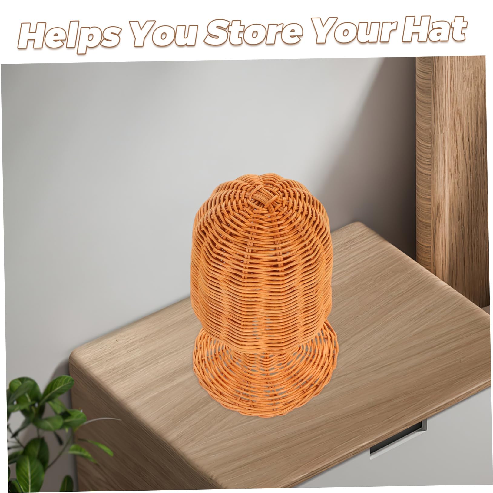 Amosfun Expositor de Sombreros de Ratán Tejido Forma de Cúpula
