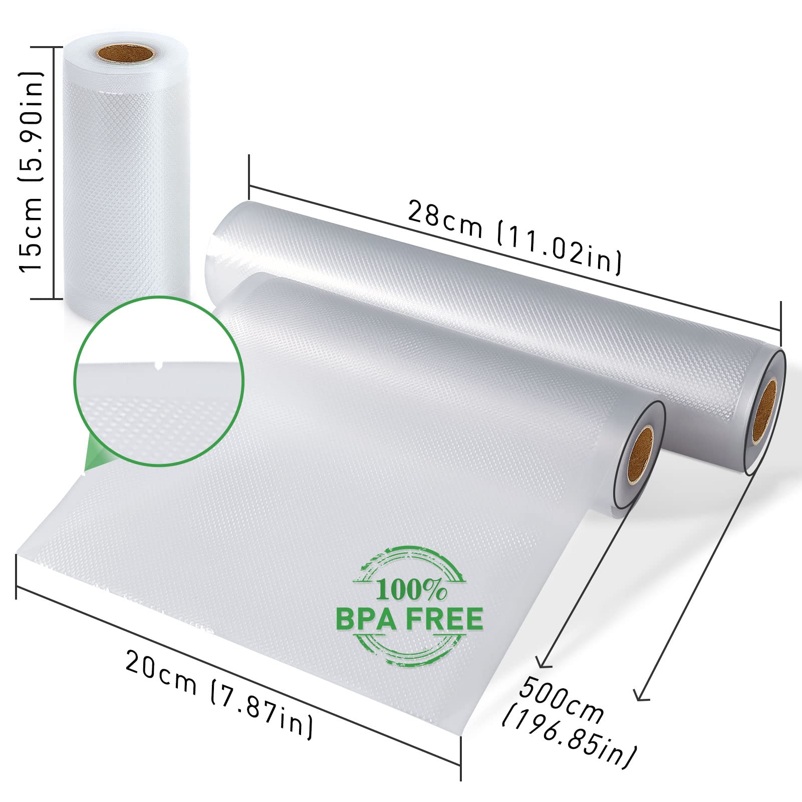 Rotoli Sottovuoto Alimenti ANYSEA - 3 Da 20x500cm E 3 Da 28x500cm, Senza BPA, Per Conservazione E Sous Vide - Foto 9