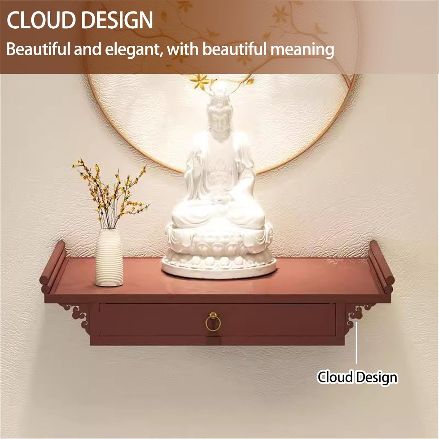 Metal Wall Mounted Shrine Altar Table with Retractable Shelf, Personal Shrine Stand Table, Prayer Meditation Tables, Personal Shrine Meditation Tables(Brown,40cm/15.7in)