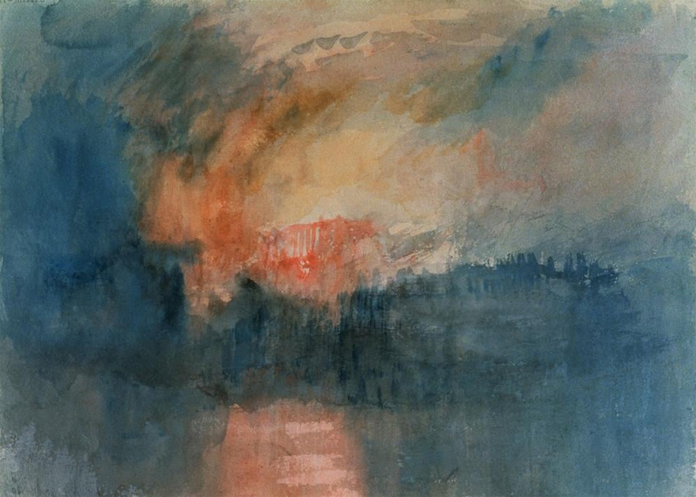 ARTXLXXBN Famous Painting Canvas Artwork Graffiti Print Fire of the Houses of Parliament English Romanticism : Mallord William Turner Portrait Canvas Image for Home Decor 60x90cm