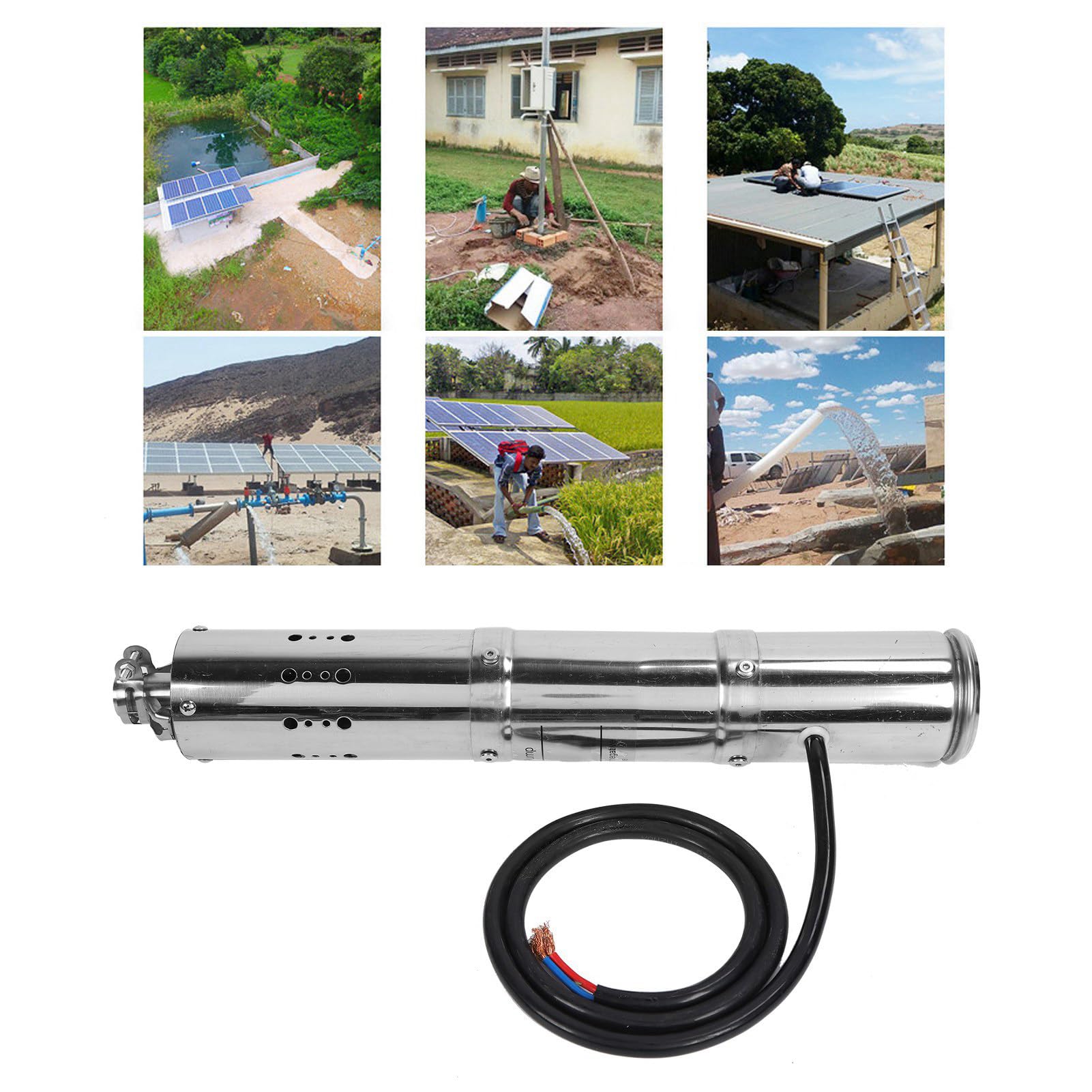 Pompa Sommersa Senza Spazzole, Pompa Sommersa Kit Pompa per Pozzo Profondo CC Solare 12V Pompa Acqua Senza Spazzole a Grande Portata Magnete Permanente Elettrico, Pompe di