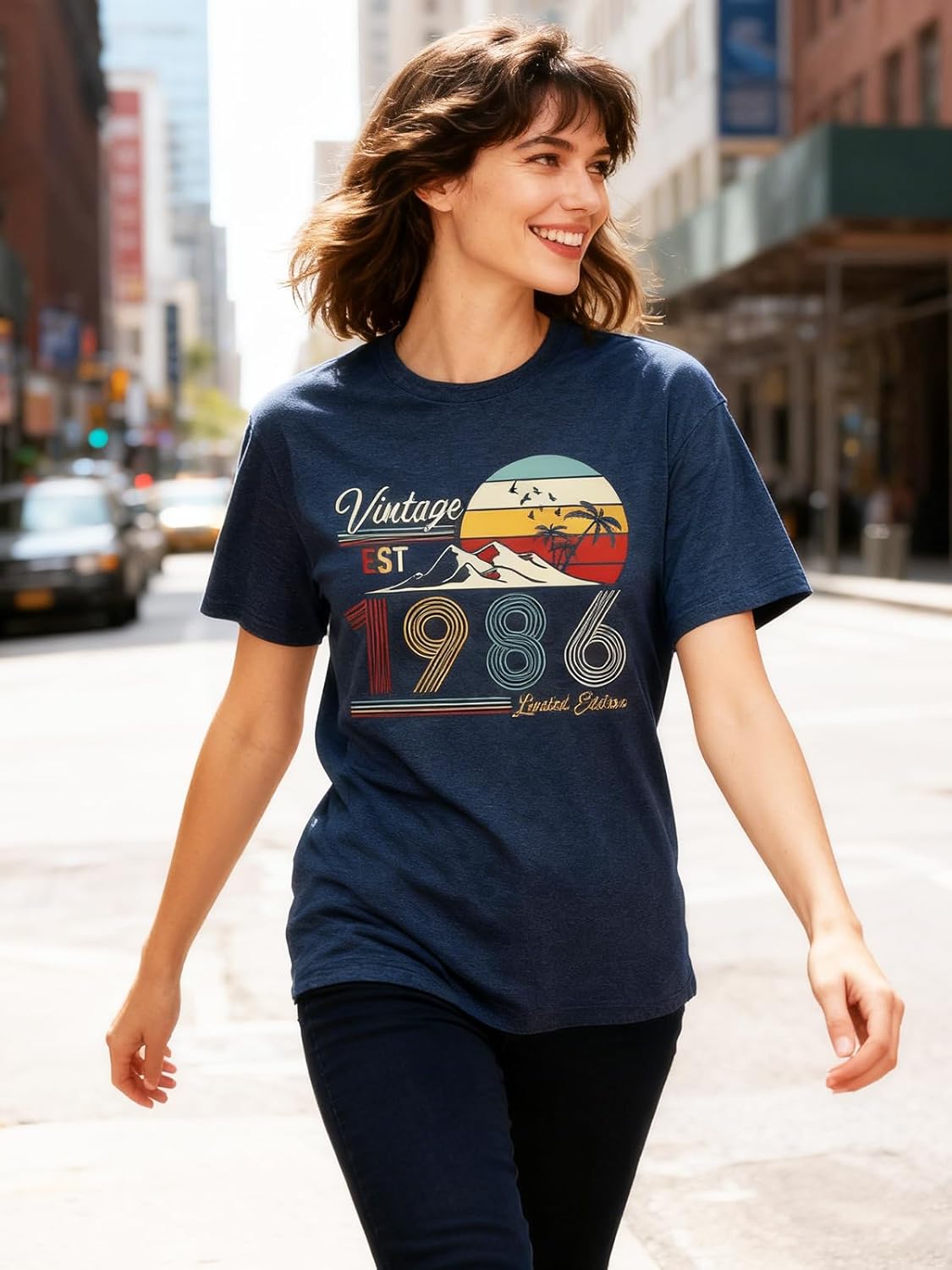 40th Birthday Shirts for Women Vintage 1986 Birthday Party Gift Tshirt Casual Short Sleeve 40 Bday Tee Top - Image 3
