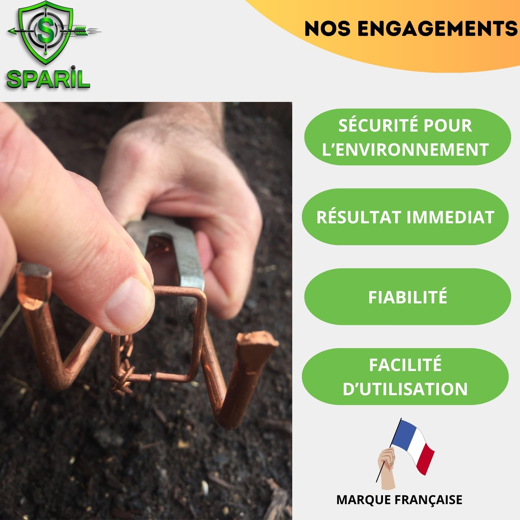 Piège à Taupe Putange Lot de 10 - Campagnol et Rat Taupier Éliminés sans Fumigène ni Poison - Kit Pro Gants + Clé d'Armement + Guide Vidéo