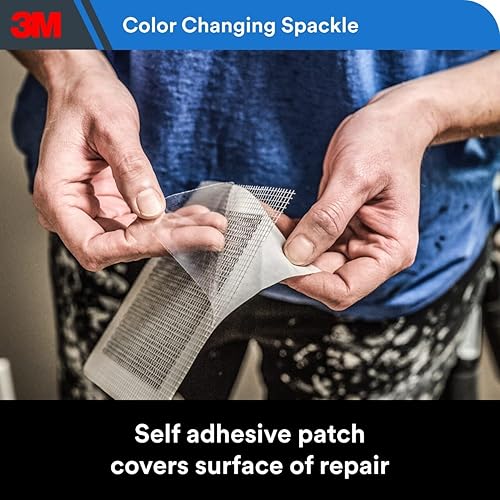 Miniatura 3 de 3M Kit de reparación de paneles de yeso de alta resistencia con compuesto Spackling que cambia de color, 12 onzas, incluye espátula, parche y