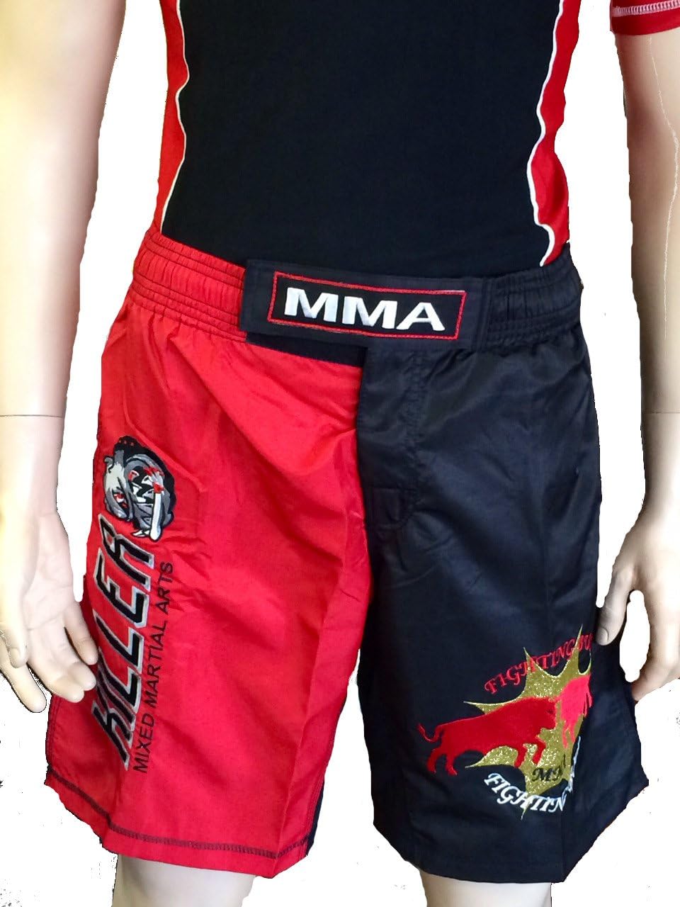 Woldorf MMA Short in Polyester, 2 Tone Fabric Embroidered Logo Size XL Grappling Shorts, Kickboxing Shorts, Fighting Shorts, Muay Thai Training Shorts