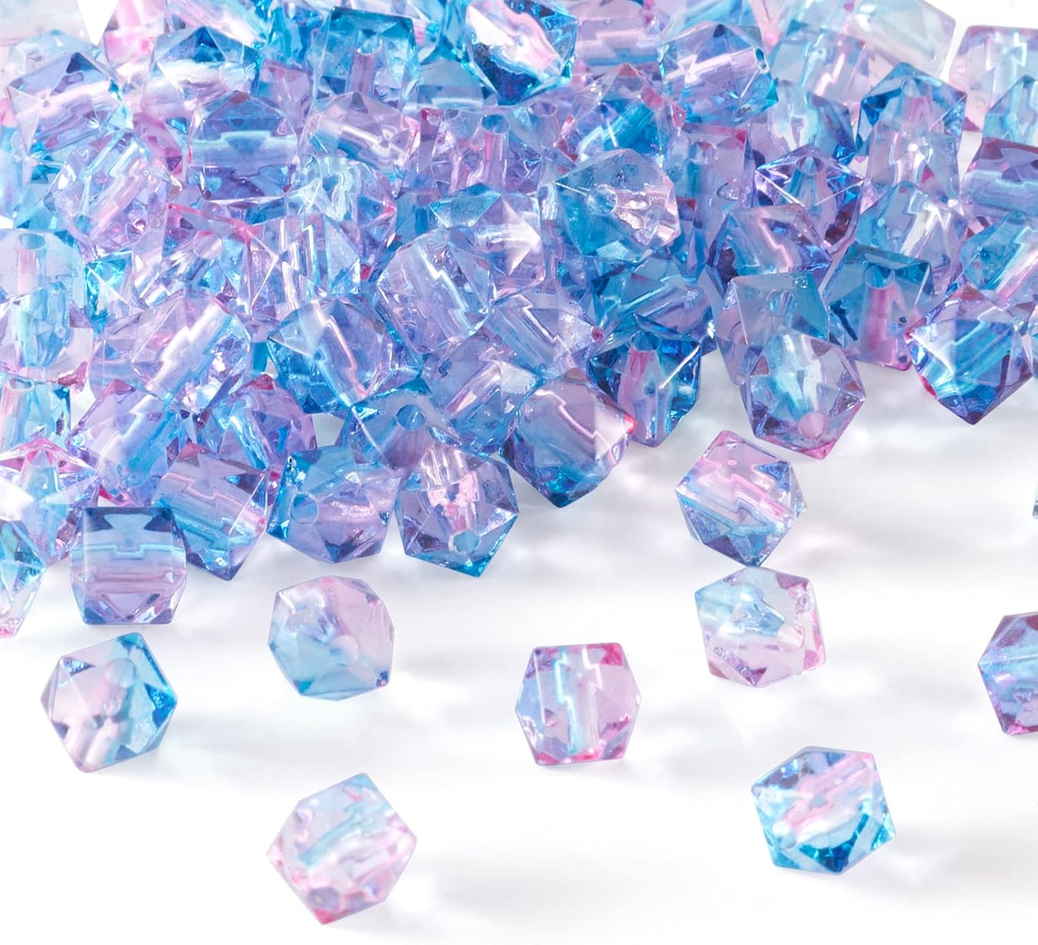 Craftdady About 428pcs Polygon Acrylic Beads Mixed Color Imitation Gemstone Spacer Beads with 2mm Hole for DIY Jewelry Craft Making