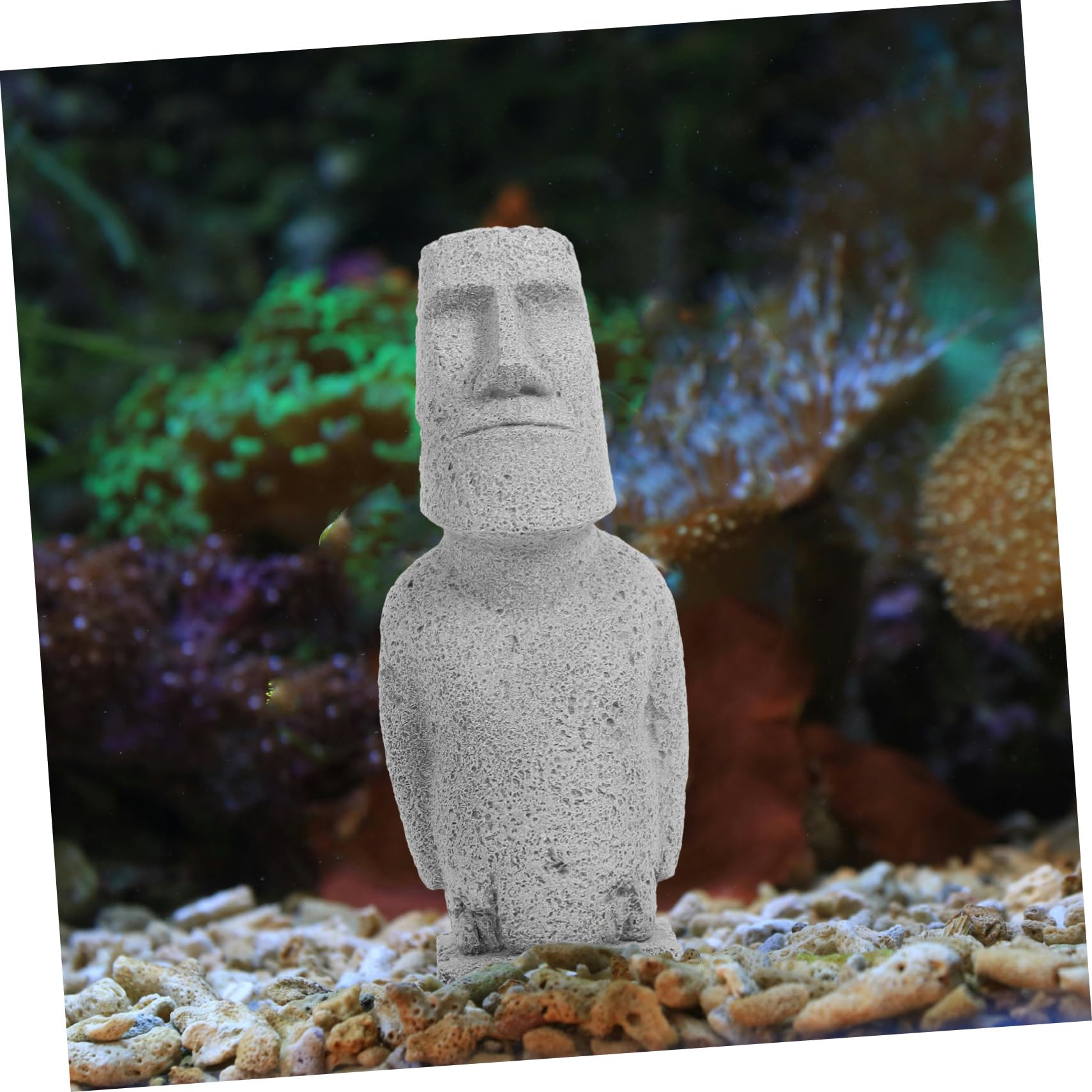 ABOOFAN 3 Pièces Moai Statue Jardin Moai Aquarium Pierre Sculpture Fish Tank Moai Fish Tank Paysage Fish Tank Décoration Fish Tank Ornement Aquarium Décor Aquarium Moai Figure Grès Gris