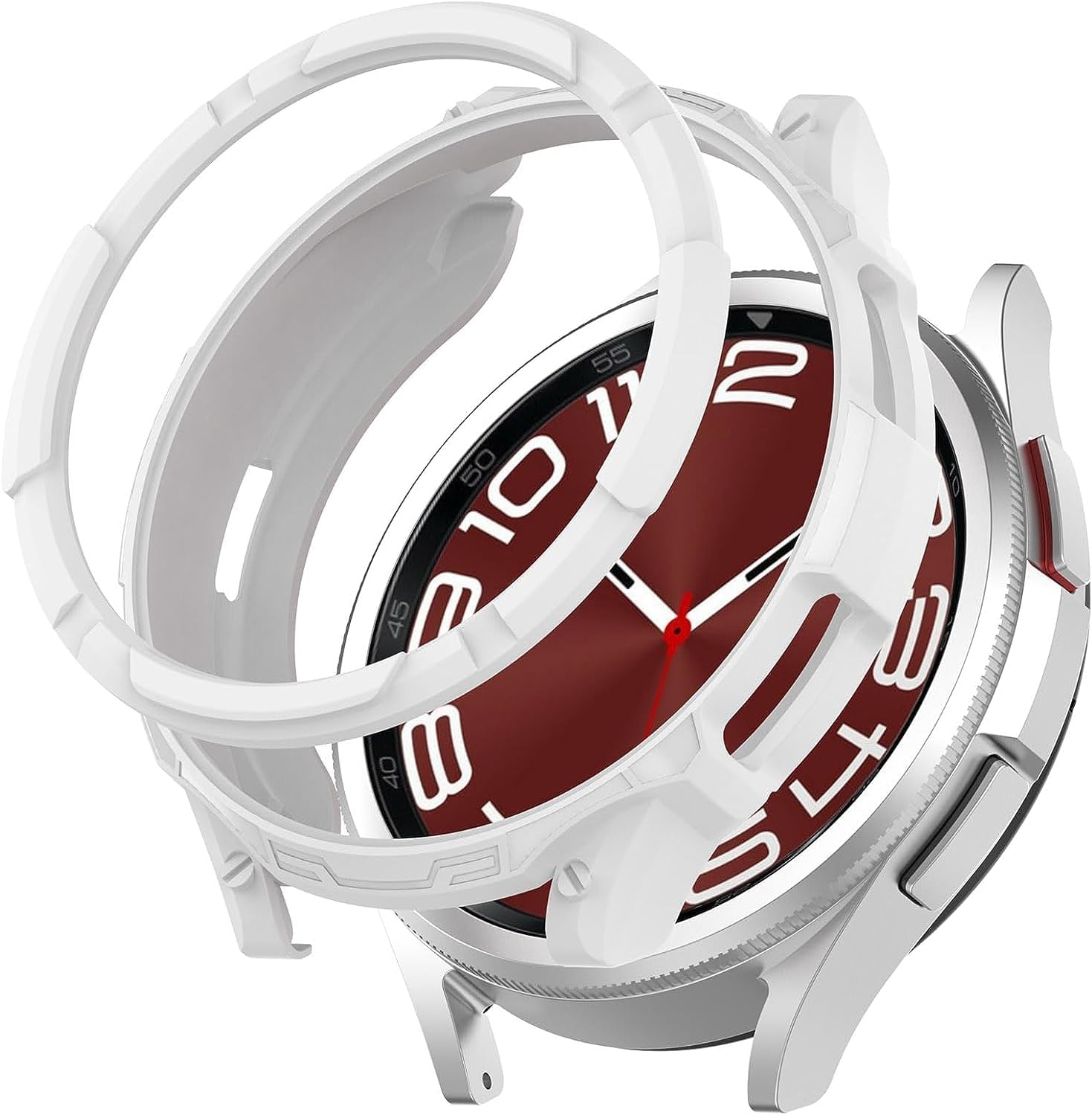 E ECSEM Compatible for Samsung Galaxy Watch 6 Classic 43mm 47mm Case, Full Edge Case with Bezel Ring Protector Cover Case Frame for Galaxy Watch 6 Classic Smart Watch (47MM)