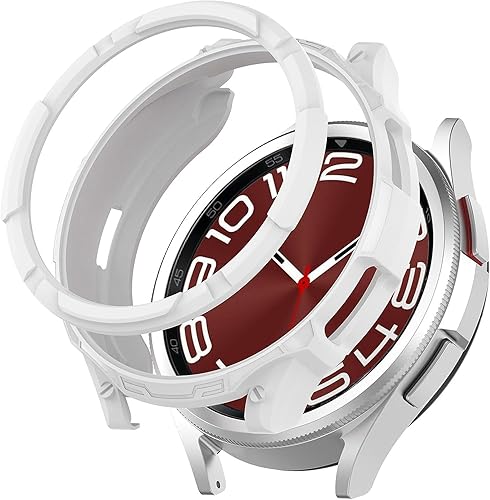 Miniatura 4 de Funda compatible con Samsung Galaxy Watch 6 Classic de 1.73 pulgadas y 1.77 pulgadas, carcasa de borde completo con anillo de bisel protector para